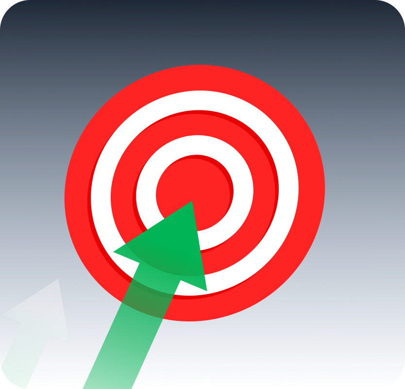 Abstract mission illustration with a target and upward arrows